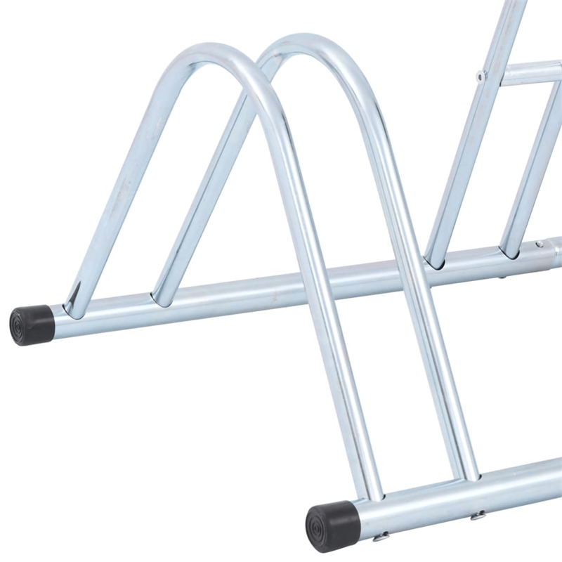 Bowery Hill 4 Bikes Floor Freestanding Galvanized Steel Bicycle Stand in Silver