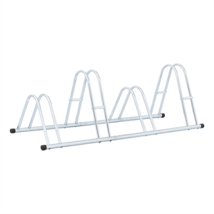 Bowery Hill 4 Bikes Floor Freestanding Galvanized Steel Bicycle Stand in Silver