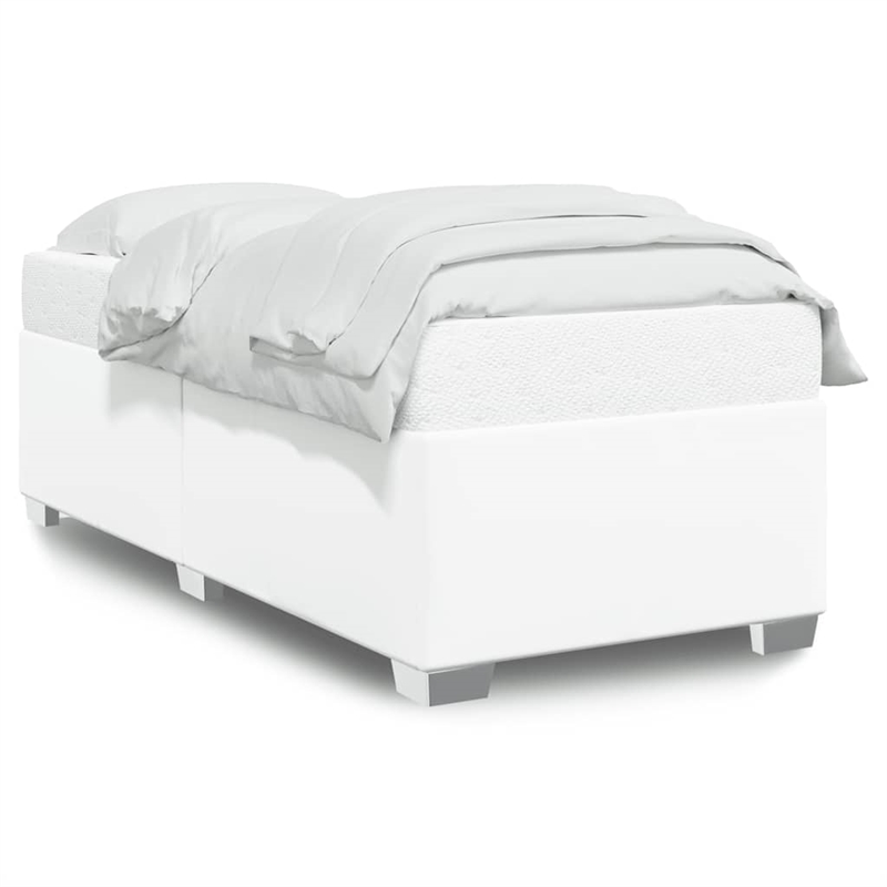 Bowery Hill Contemporary Twin Faux leather Bed Frame in White
