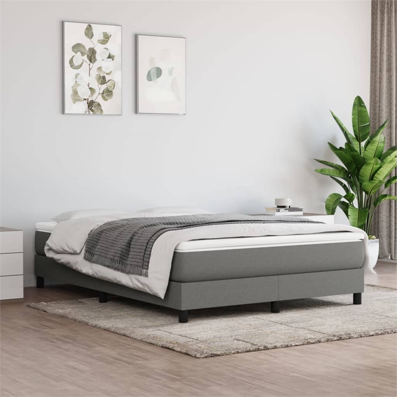 Bowery Hill Contemporary Full Engineered Wood Bed Frame in Dark Grey