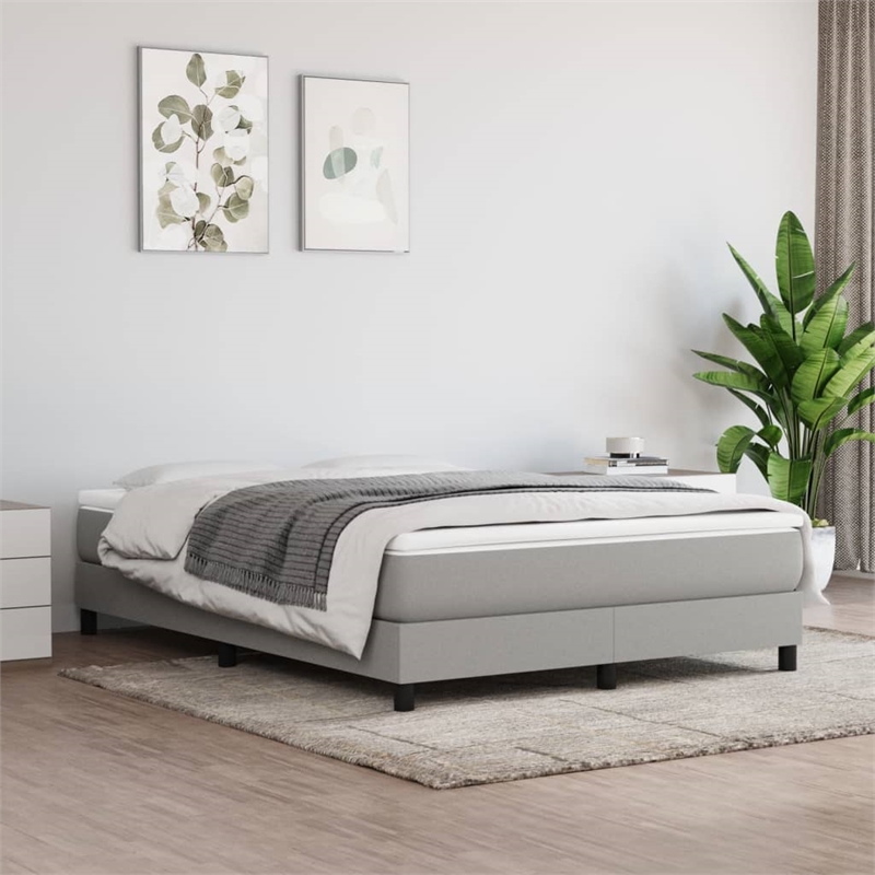 Bowery Hill Contemporary Queen Engineered Wood Bed Frame in Light Grey