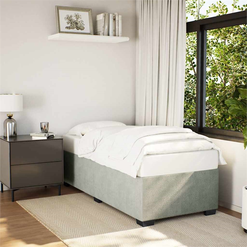Bowery Hill Contemporary Twin XL Engineered Wood Bed Frame in Light Grey