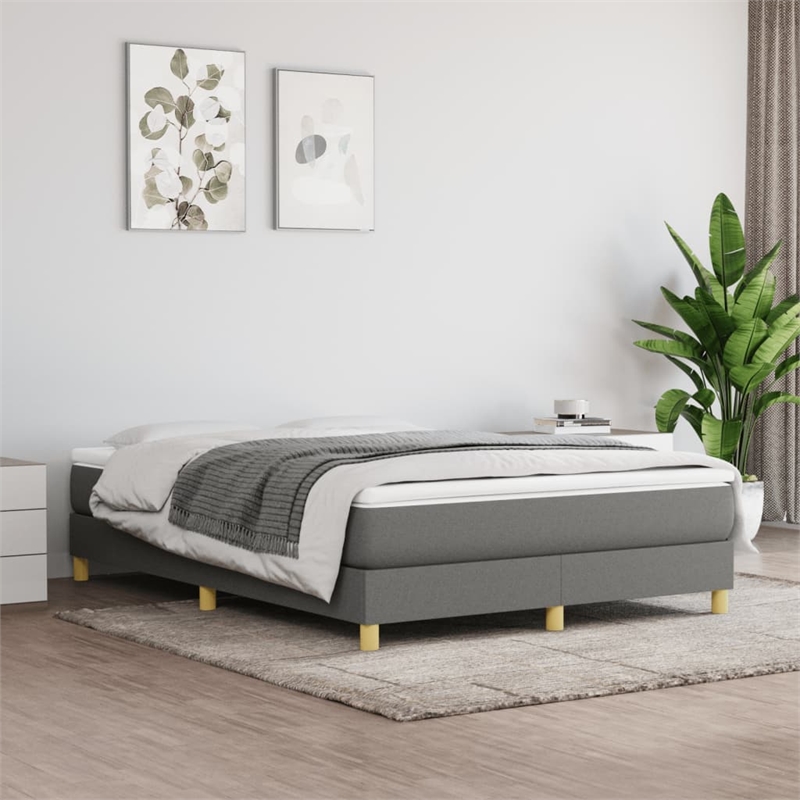 Bowery Hill Contemporary Rectangular Queen Bed Frame in Dark Grey