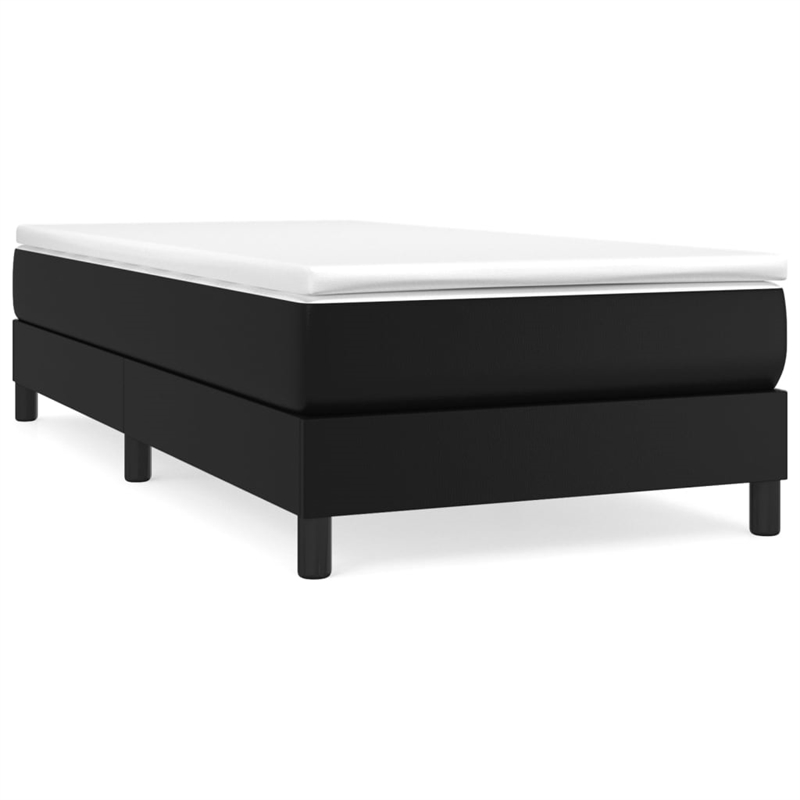 Bowery Hill Twin XL Sturdy Faux Leather Plywood Bed Frame in Black