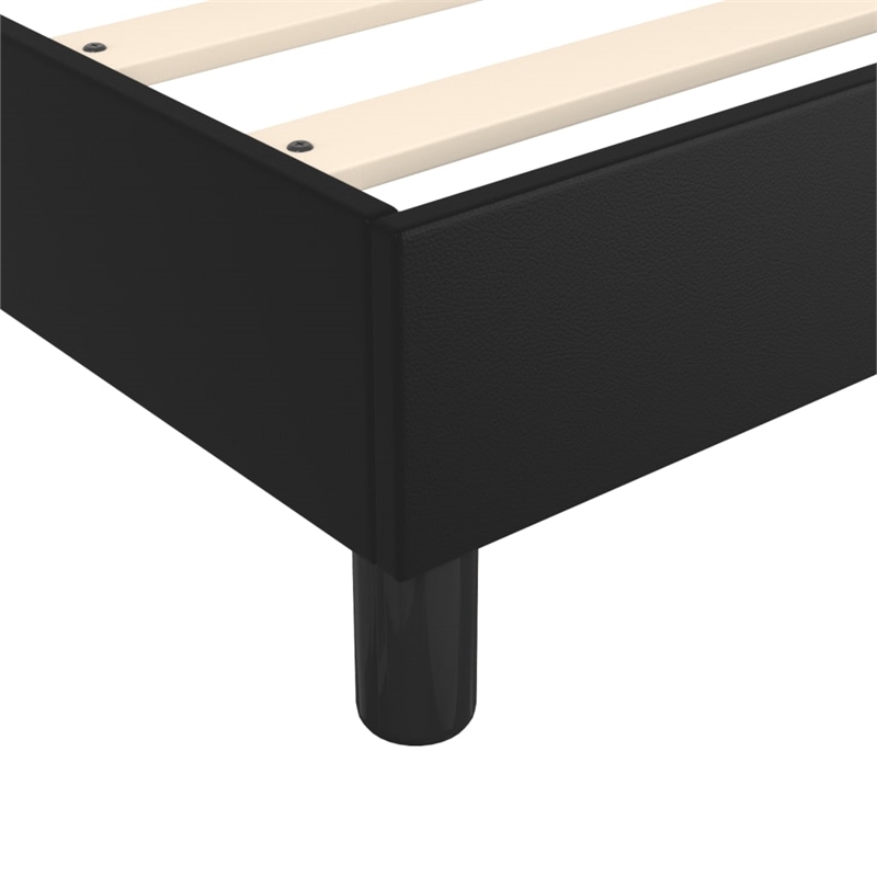 Bowery Hill Twin XL Sturdy Faux Leather Plywood Bed Frame in Black