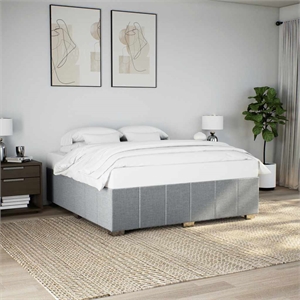 Bowery Hill Contemporary Wood King Bed Frame in Light Gray Finish