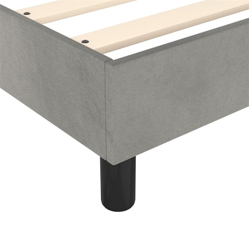 Bowery Hill Contemporary Velvet Twin Bed Frame in Light Gray
