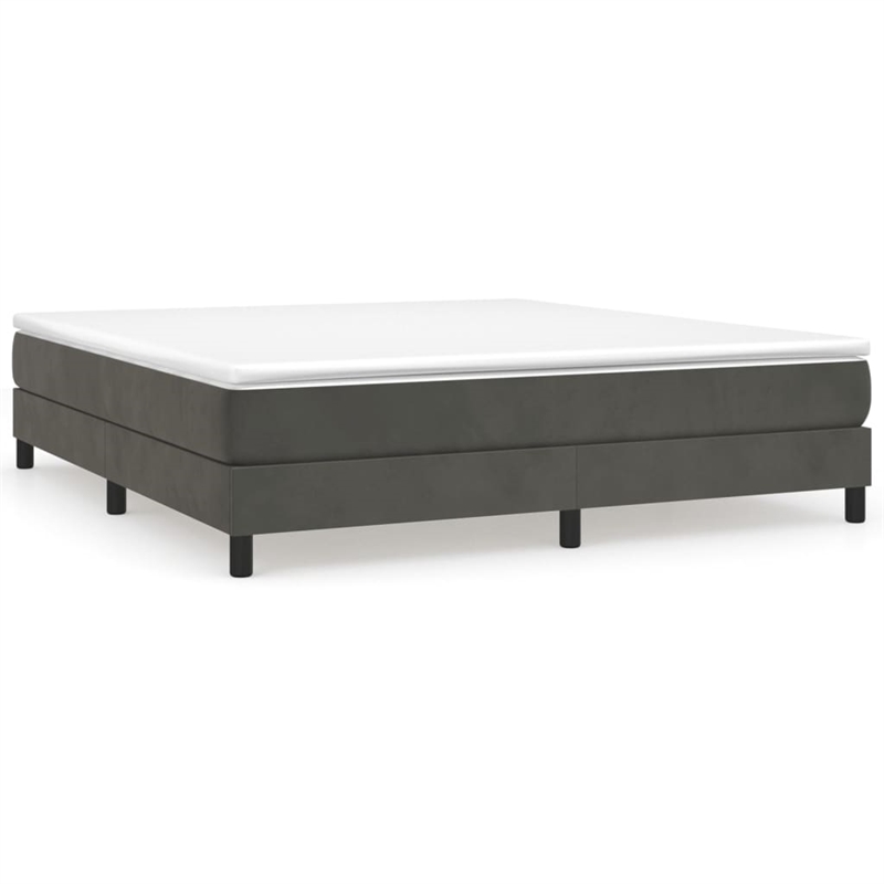 Bowery Hill Contemporary Velvet King Bed Engineered Wood Frame in Dark grey