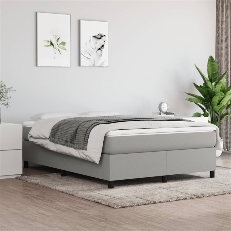 Bowery Hill Contemporary Queen Engineered Wood Bed Frame in Light Grey