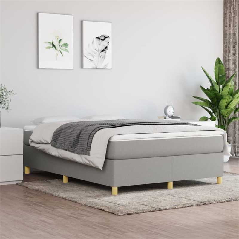 Bowery Hill Contemporary Engineered Wood Full Bed Frame in Light Grey
