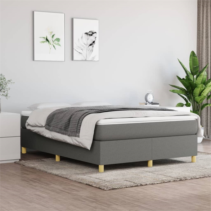 Bowery Hill Contemporary Engineered Wood Bed Queen Frame in Dark Gray