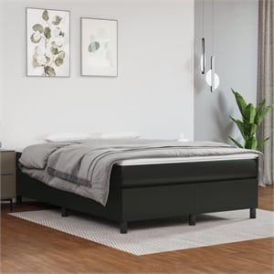 Bowery Hill Engineered Wood Faux Leather Queen Bed Frame in Black