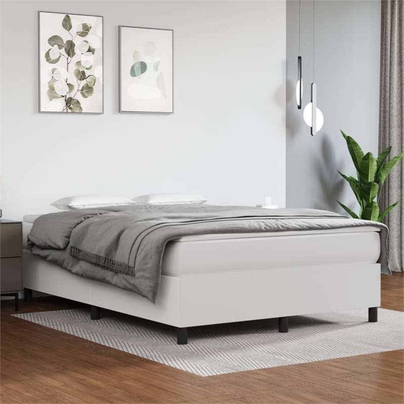 Bowery Hill Queen Faux Leather Engineered Wood Bed Frame in White