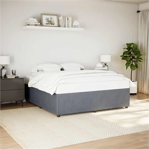 Bowery Hill Contemporary Velvet King Bed Frame in Dark Gray Fabric