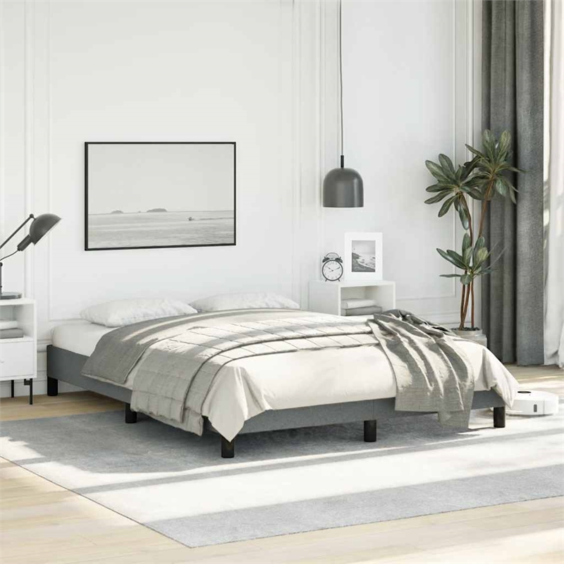 Bowery Hill Contemporary Engineered Wood Full Bed Frame in Dark Gray