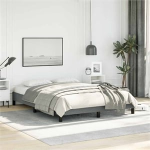 Bowery Hill Contemporary Engineered Wood Full Bed Frame in Dark Gray