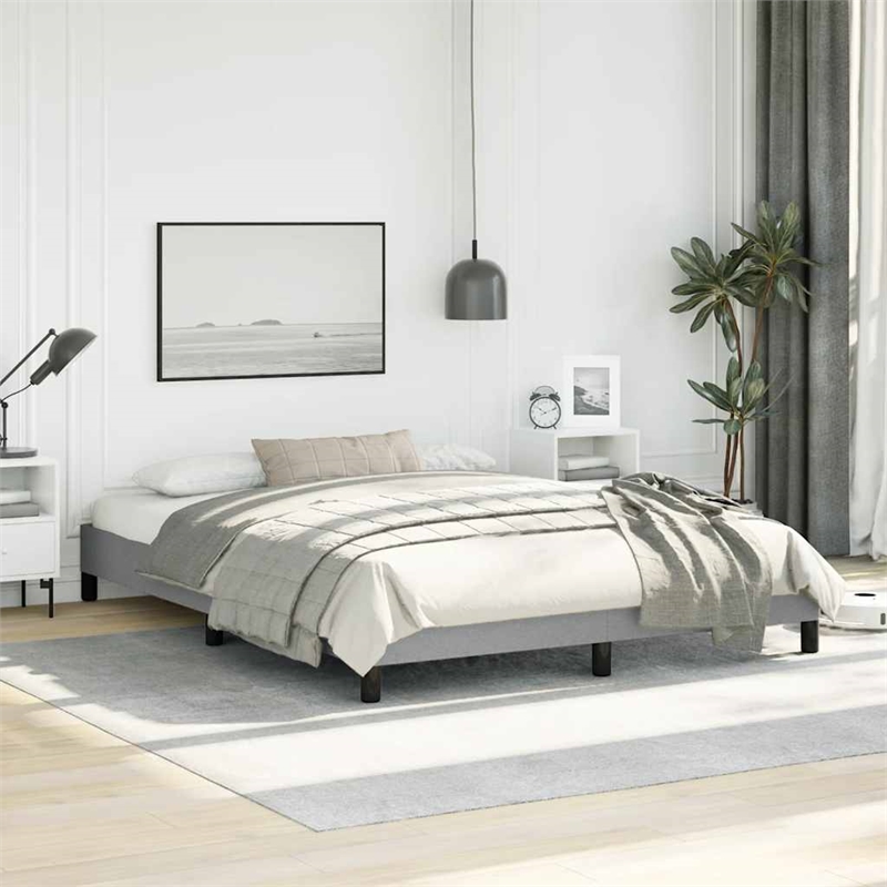 Bowery Hill Contemporary Queen Engineered Wood Bed Frame in Light Gray