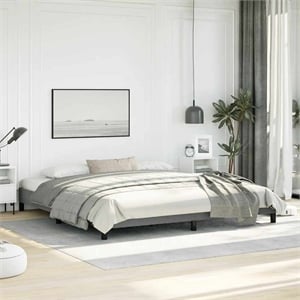 Bowery Hill Contemporary Engineered Wood Bed Frame in Dark Grey