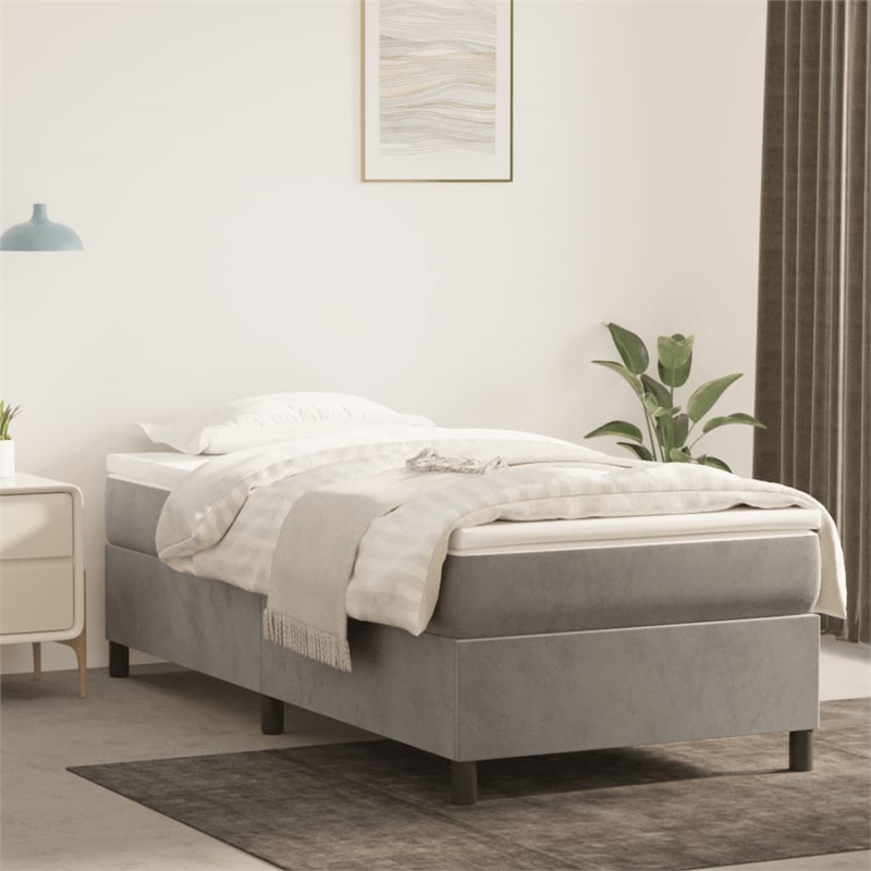 Bowery Hill Contemporary Twin XL Engineered Wood Bed Frame in Light Grey