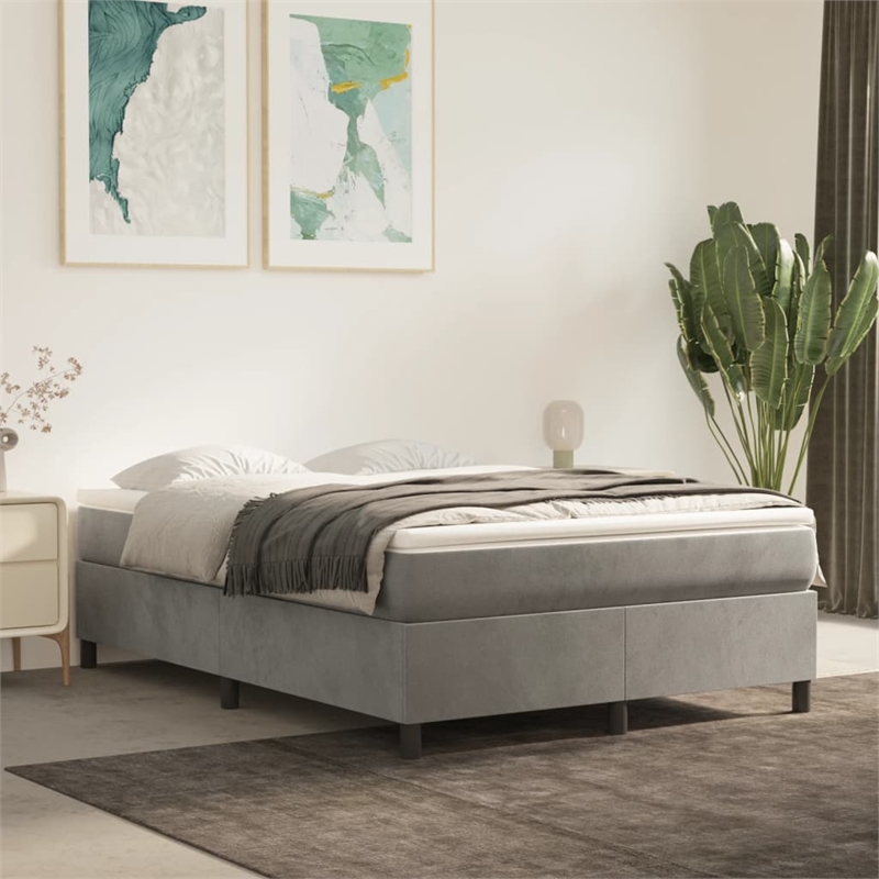 Bowery Hill Contemporary Engineered Wood Full Bed Frame in Light Grey