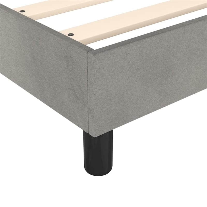 Bowery Hill Contemporary Queen Velvet Bed Frame in Light Grey
