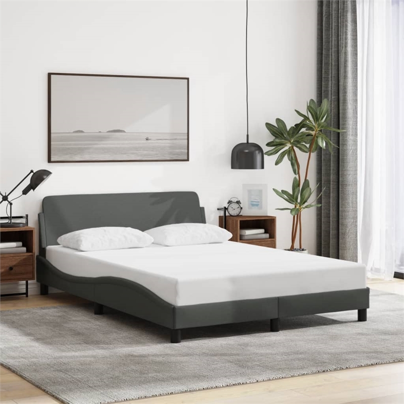Bowery Hill Contemporary Wood Full Size Bed Frame in Dark Gray