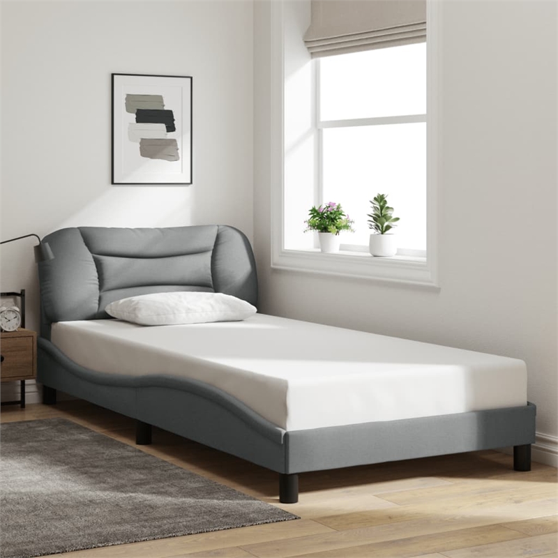 Bowery Hill Contemporary Wood Twin Bed Frame in Light Gray Finish