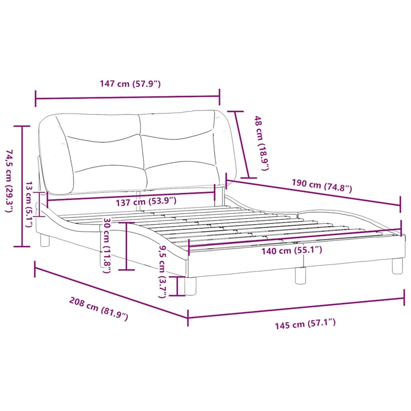 Bowery Hill Contemporary Polyester Upholstery Full Bed Frame Dark Grey