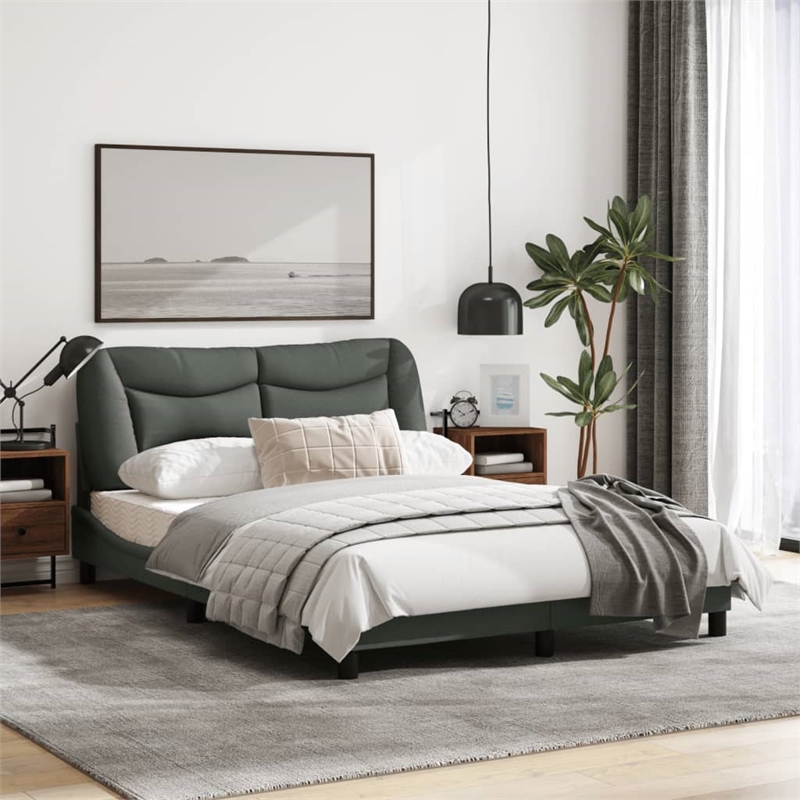 Bowery Hill Contemporary Polyester Upholstery Full Bed Frame Dark Grey