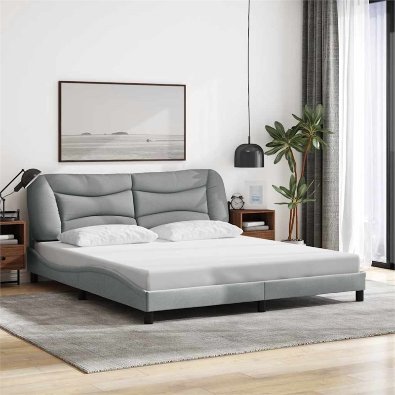 Bowery Hill Contemporary Rectangular King Bed Frame in Light Gray