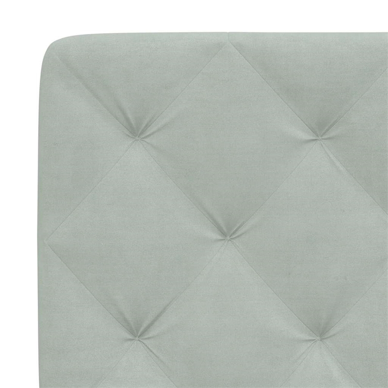 Bowery Hill Contemporary Velvet Full Bed Frame in Light Grey