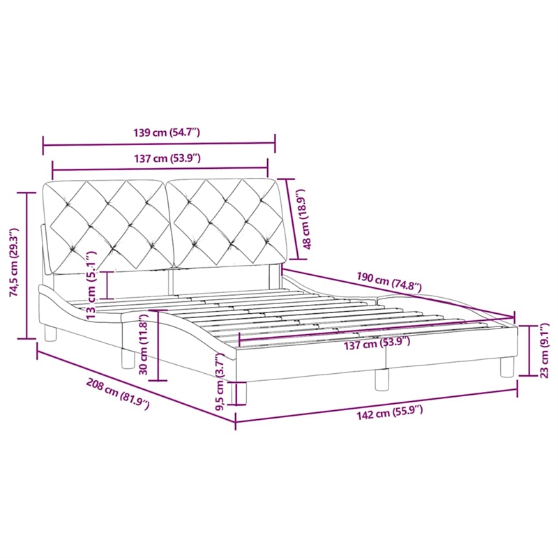 Bowery Hill Contemporary Velvet Full Bed Frame in Light Grey