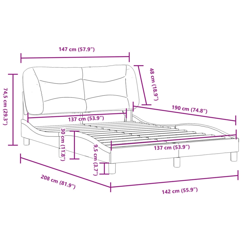 Bowery Hill Contemporary Faux Leather Full Bed Frame in White