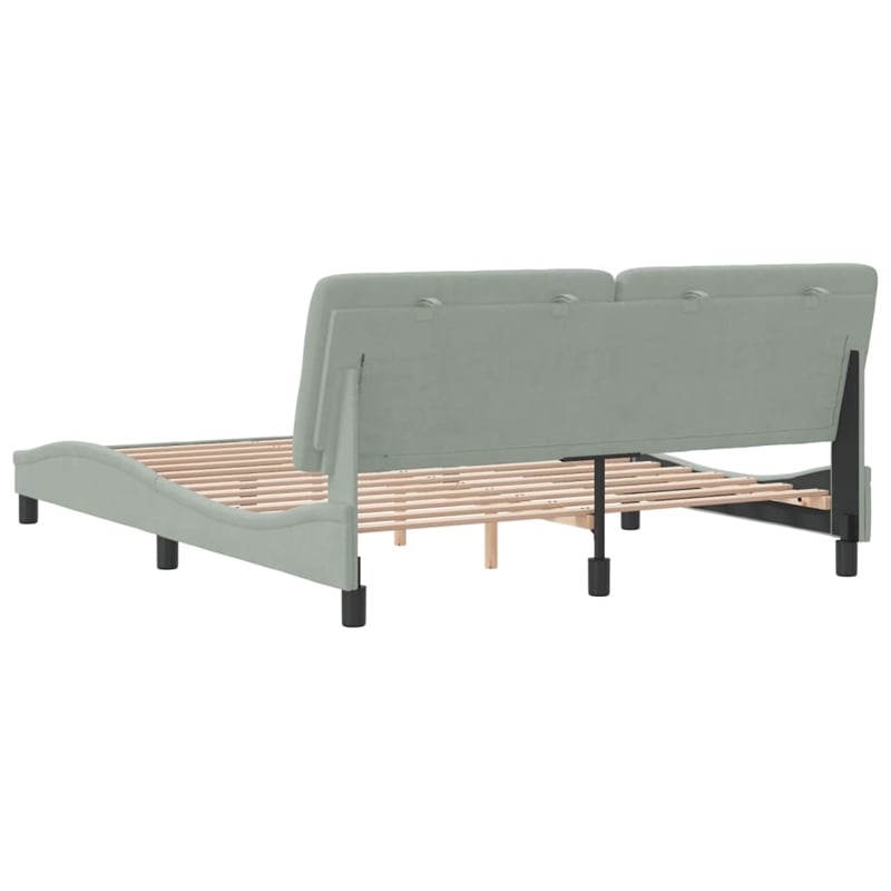 Bowery Hill Contemporary Queen Velvet Bed Frame in Light Grey