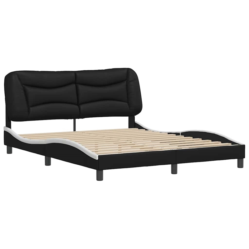 Bowery Hill Contemporary Rectangular Queen Bed Frame in Black and White