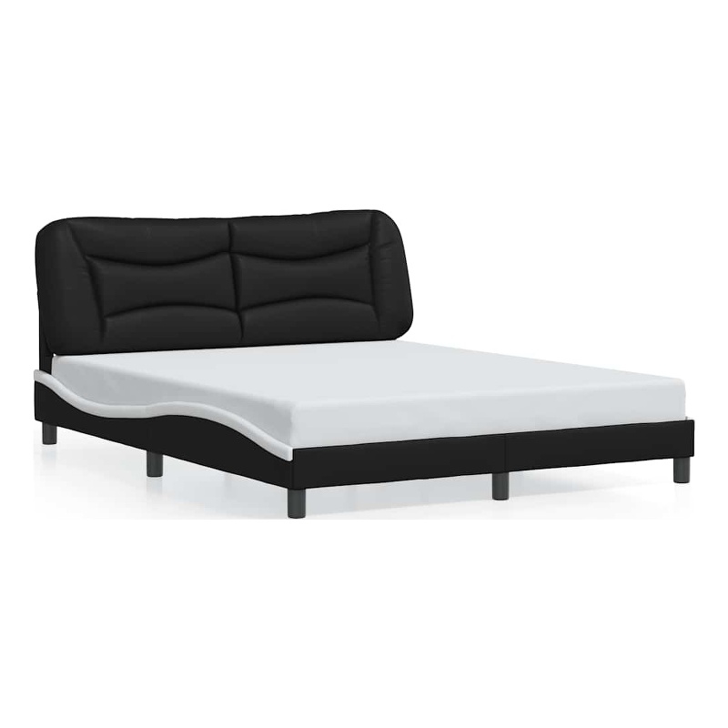 Bowery Hill Contemporary Rectangular Queen Bed Frame in Black and White