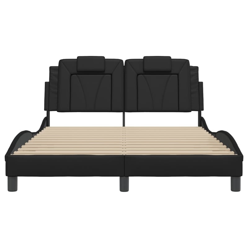 Bowery Hill Contemporary Faux Leather Full Bed Frame in Black