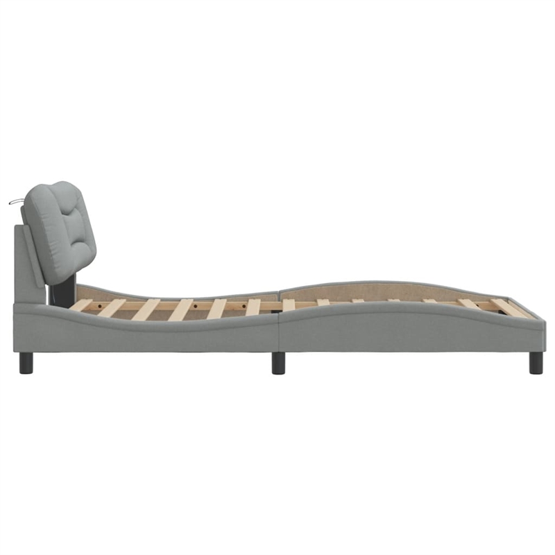 Bowery Hill Rectangular Twin XL Bed Frame with LED in Light Gray