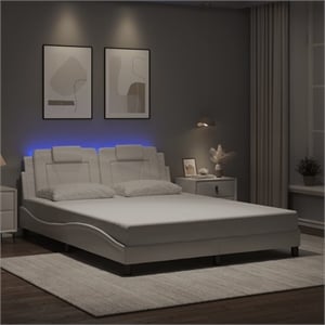 Bowery Hill 59.8&quotx79.9&quot Queen Bed Frame with LED without Mattress in White