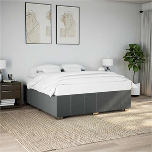 Bowery Hill Contemporary Engineered Wood King Bed Frame in Dark Gray