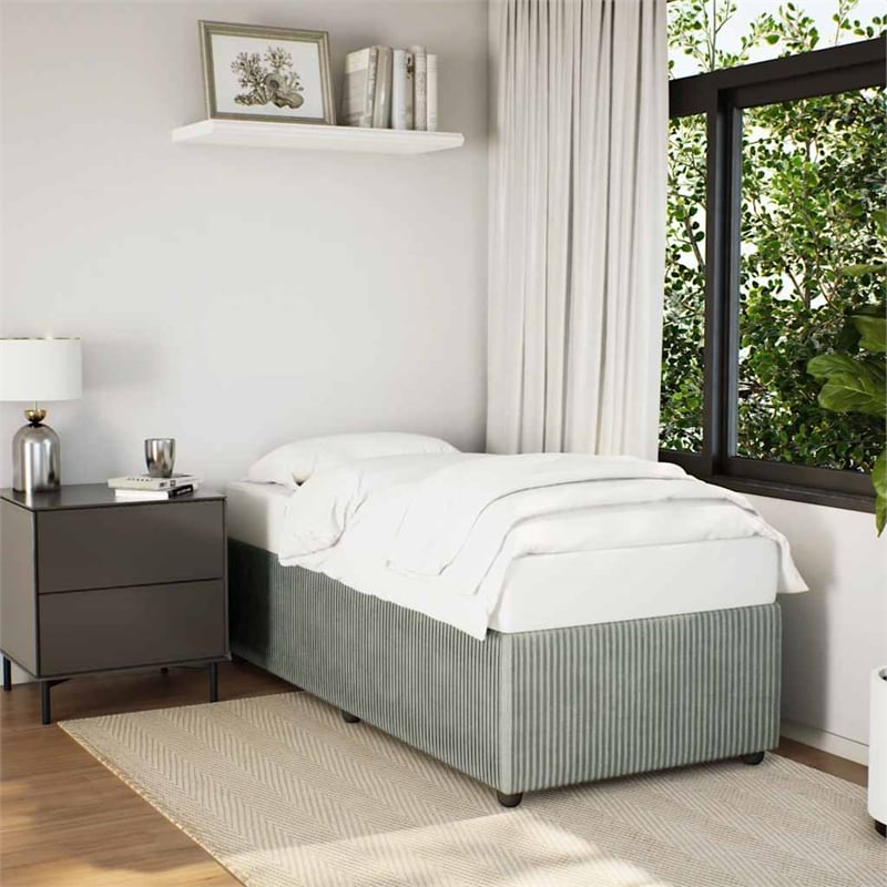 Bowery Hill Contemporary Twin XL Engineered Wood Bed Frame in Light Grey