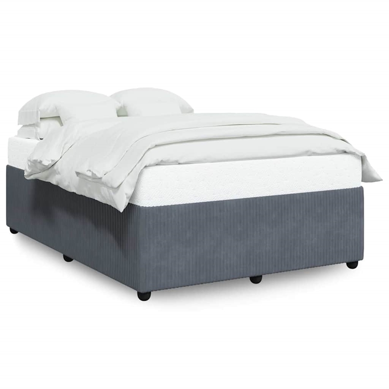 Bowery Hill Contemporary Velvet Queen Bed Frame in Dark Grey