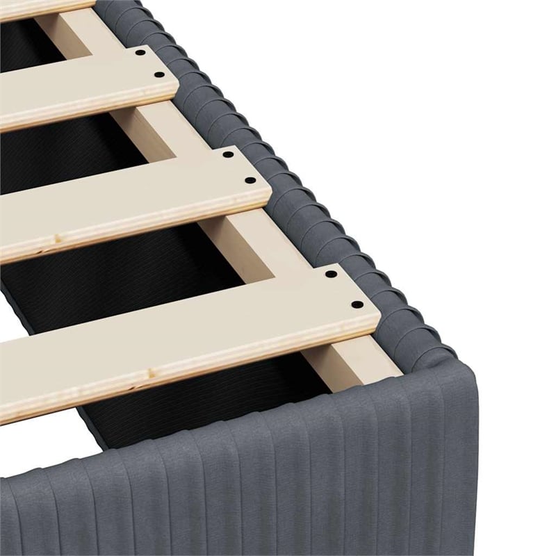 Bowery Hill Contemporary Velvet Queen Bed Frame in Dark Grey