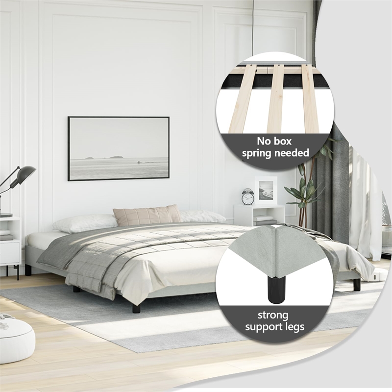 Bowery Hill Contemporary Engineered Wood King Bed Frame in Light Grey