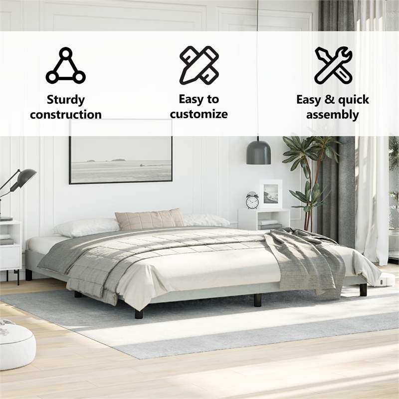 Bowery Hill Contemporary Engineered Wood King Bed Frame in Light Grey