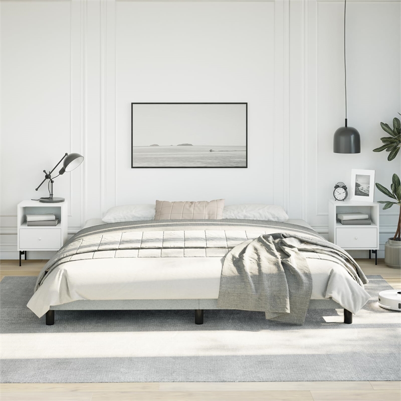 Bowery Hill Contemporary Engineered Wood King Bed Frame in Light Grey
