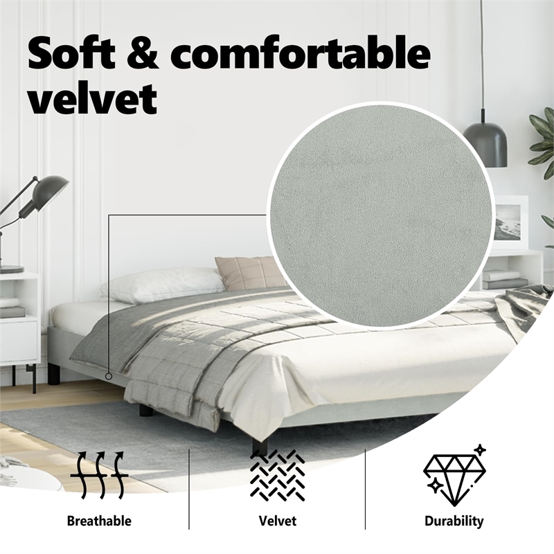 Bowery Hill Contemporary Engineered Wood King Bed Frame in Light Grey