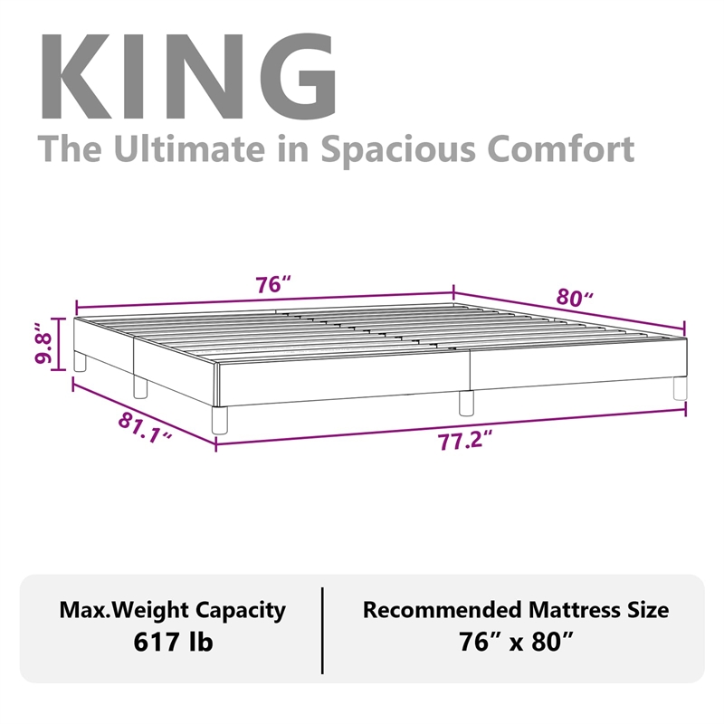 Bowery Hill Engineered Wood King Bed Frame in Dark Gray Fabric