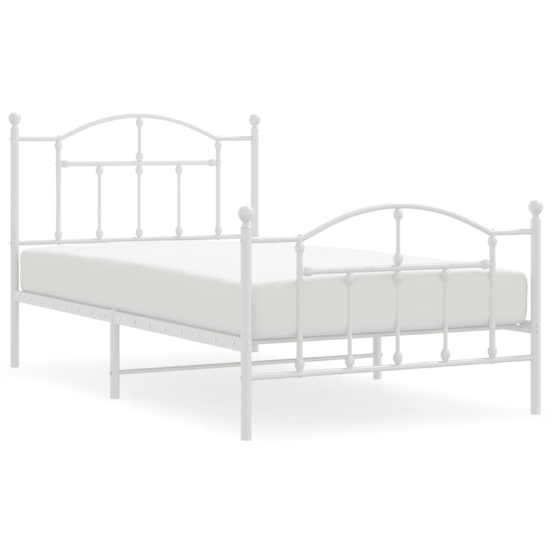 Bowery Hill Rectangular Powder-Coated Steel Twin Bed Frame in White