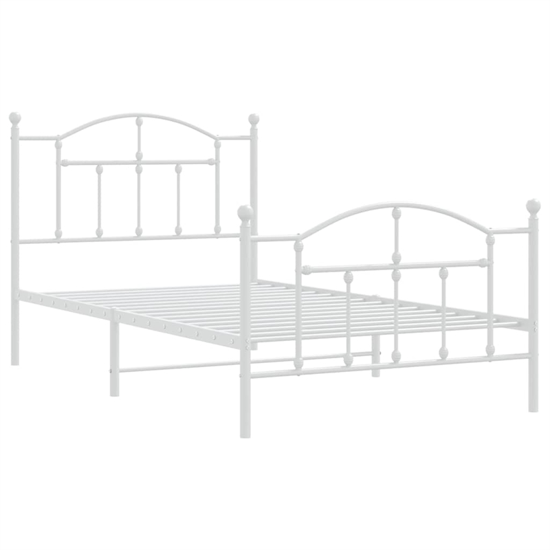 Bowery Hill Rectangular Powder-Coated Steel Twin Bed Frame in White